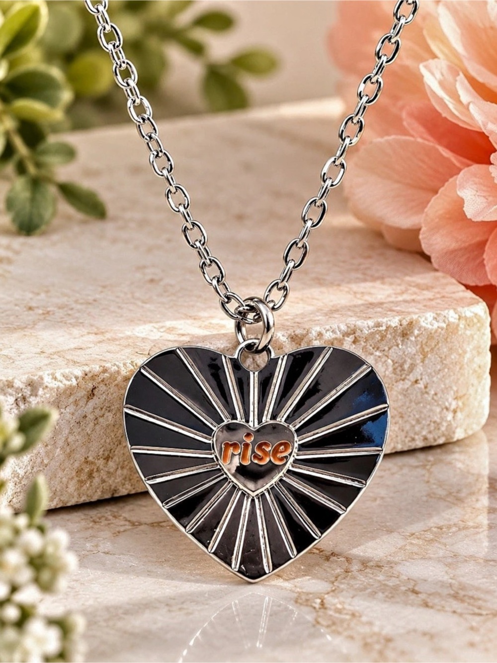 Paparazzi Steller Sway Heart Pendant Necklace Black & Silver NWT